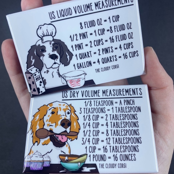 English Setter Dog Measuring Chart Magnet Set Handmade Cooking Baking  Guide - Picture 3 of 6